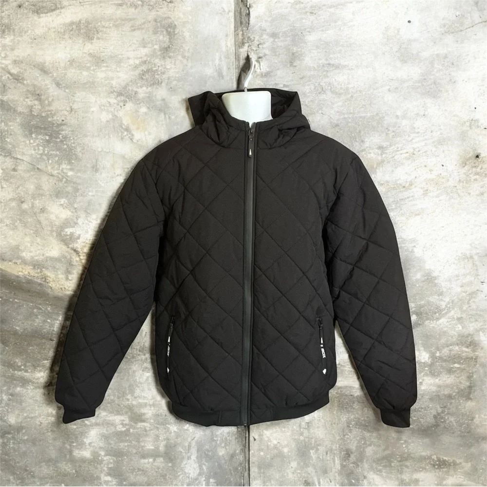 Mens Puffer Coat Jacket Size XLarge Fits Like Large Hooded Full Zip Lined Winter